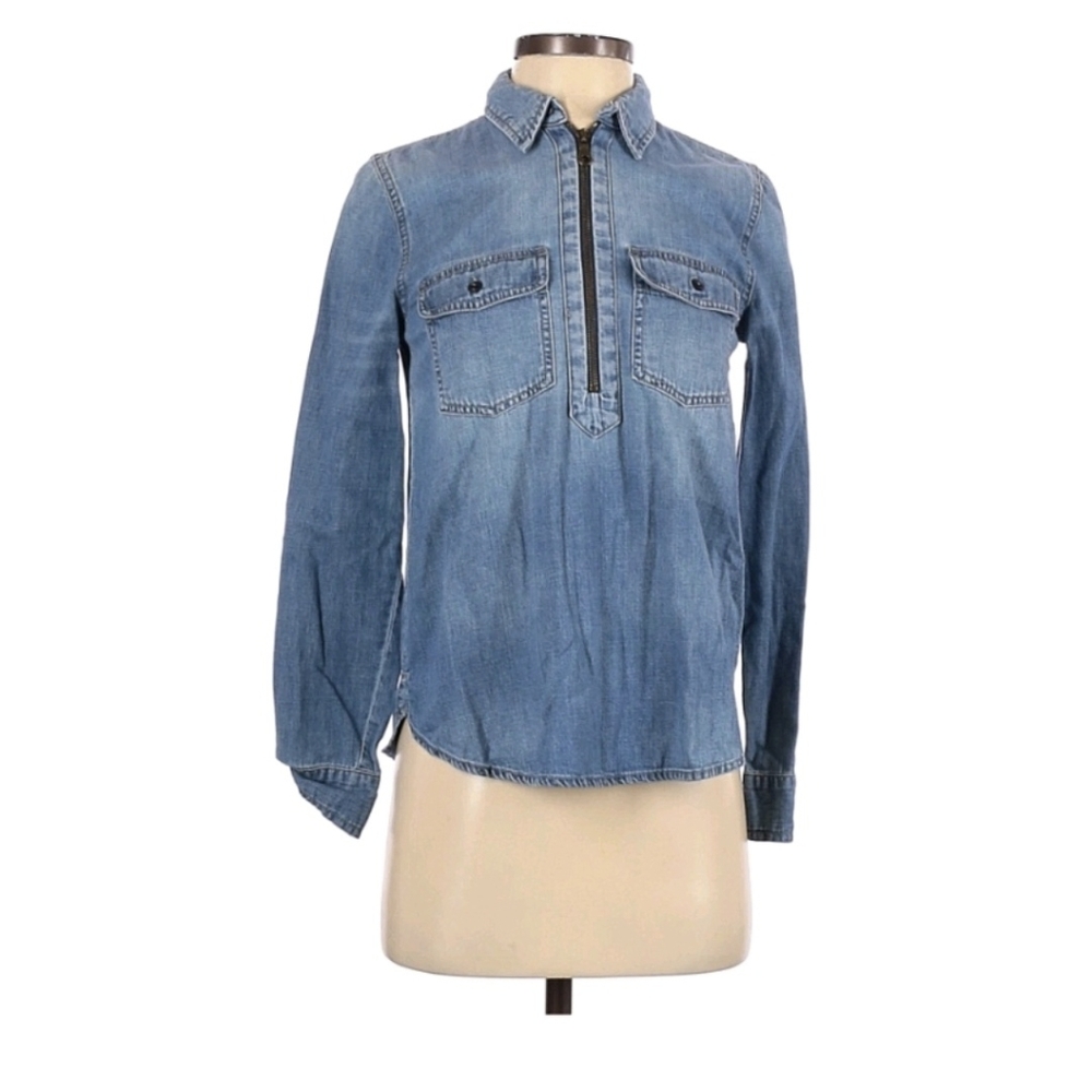 Madewell Rivet & Thread Denim Popover Shirt Size XS